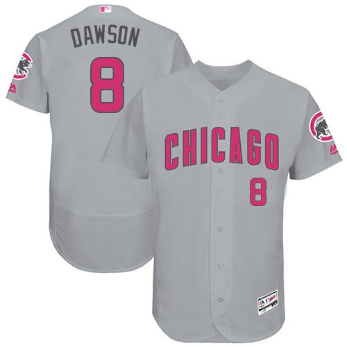 Cubs #8 Andre Dawson Grey Flexbase Authentic Collection Mother's Day Stitched MLB Jersey